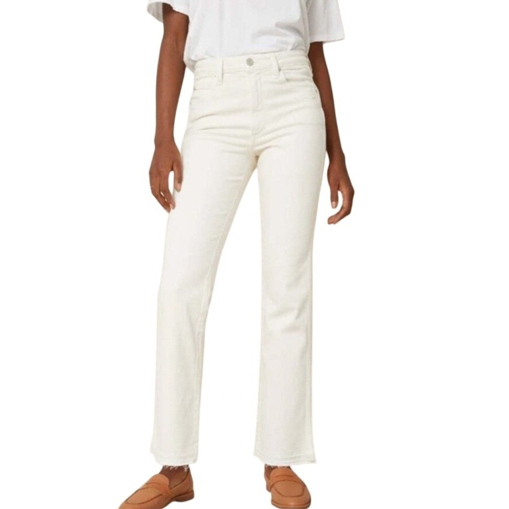 AMO Bella White Oak High Rise Straight Leg Distressed Raw Hem Jeans Size 27